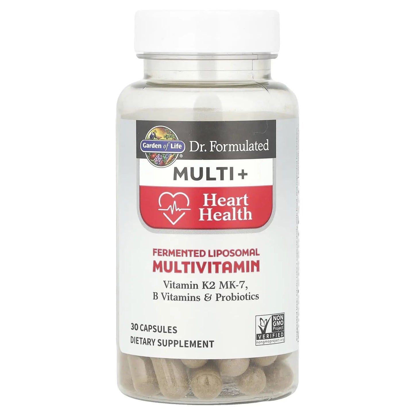 Garden of Life Dr. Formulated Multi+ Heart Health - Fermented Liposomal Multivitamin + Vitamin K2 MK-7, B Vitamins & Probiotics - dailyvitalstore