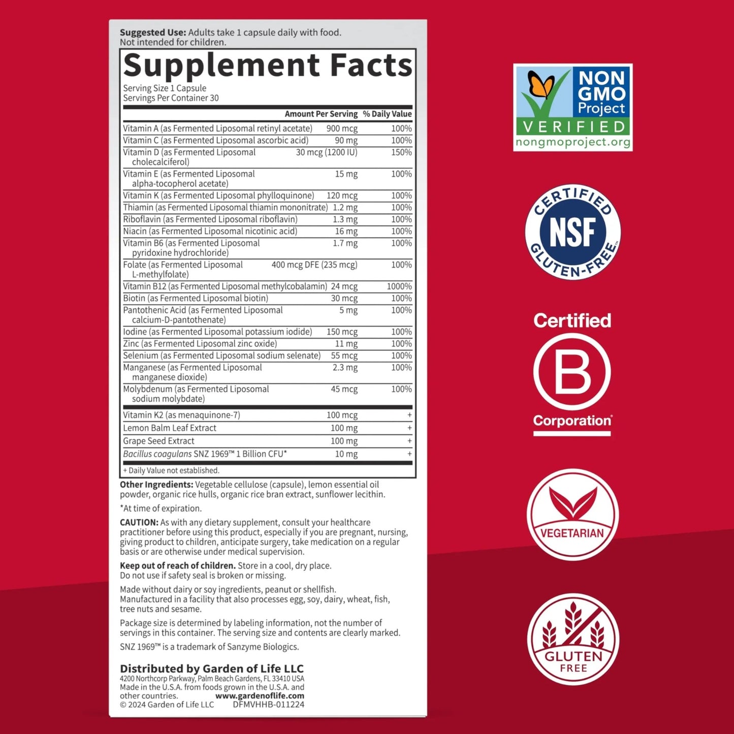 Garden of Life Dr. Formulated Multi+ Heart Health - Fermented Liposomal Multivitamin + Vitamin K2 MK-7, B Vitamins & Probiotics - dailyvitalstore