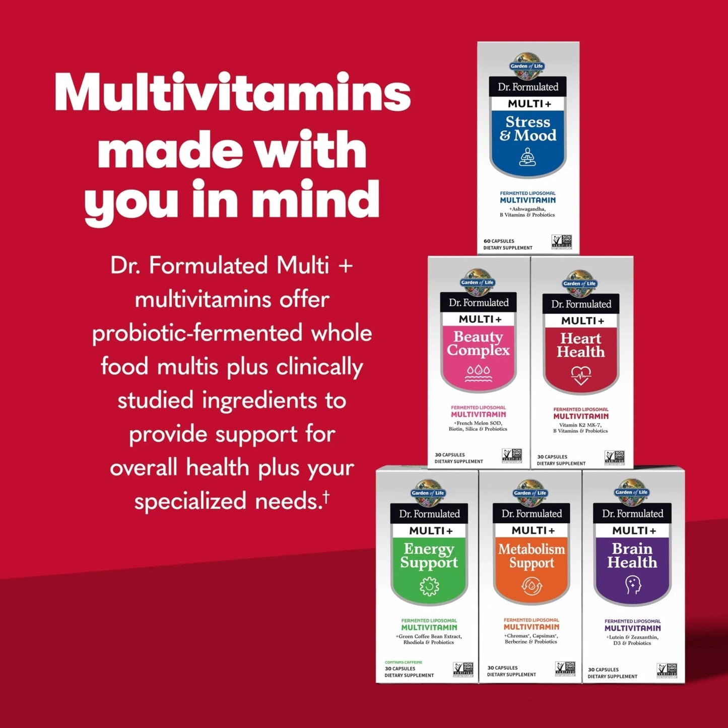 Garden of Life Dr. Formulated Multi+ Heart Health - Fermented Liposomal Multivitamin + Vitamin K2 MK-7, B Vitamins & Probiotics - dailyvitalstore