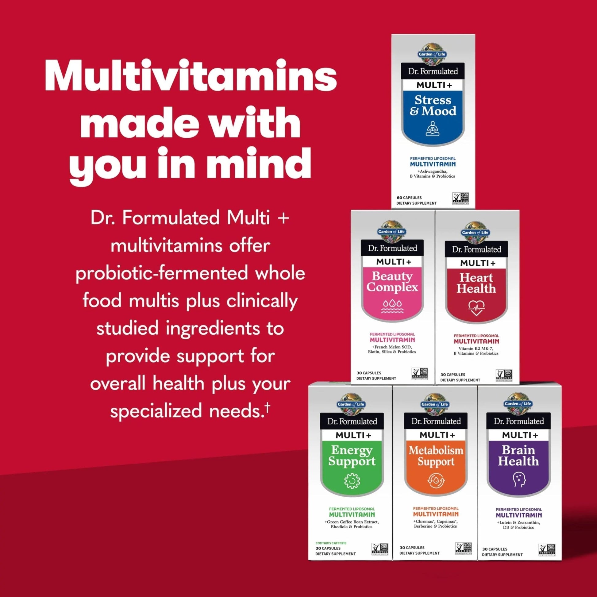 Garden of Life Dr. Formulated Multi+ Heart Health - Fermented Liposomal Multivitamin + Vitamin K2 MK-7, B Vitamins & Probiotics - dailyvitalstore
