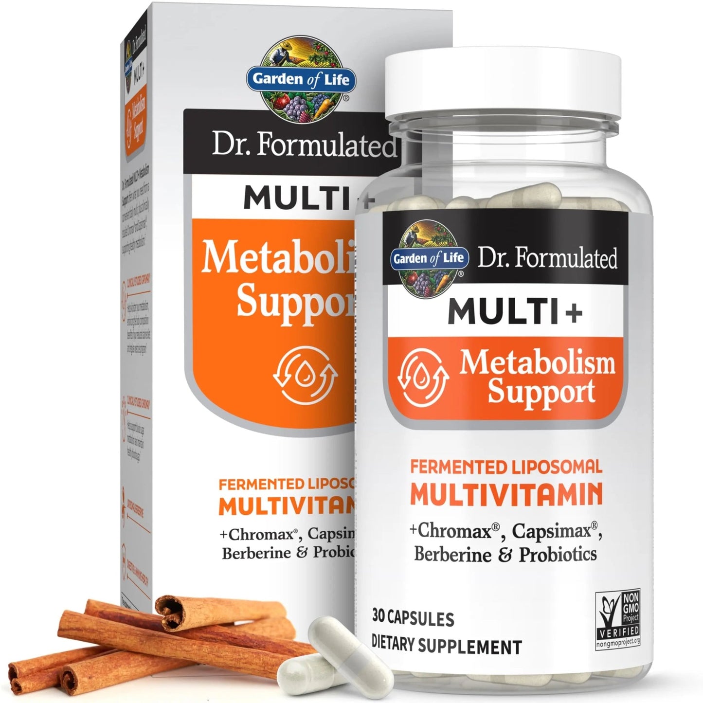 Garden of Life Dr. Formulated Multi+ Metabolism Support - Fermented Liposomal Multivitamin + Chromax, Capsimax, Berberine & Probiotics - 30 Capsules - dailyvitalstore