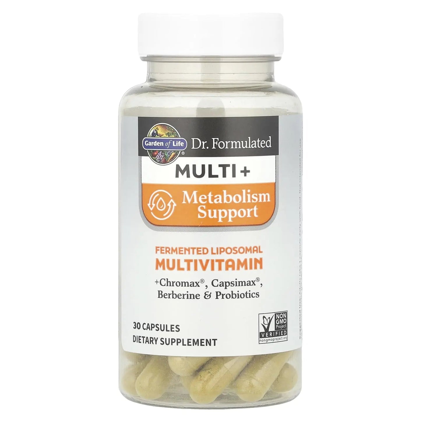 Garden of Life Dr. Formulated Multi+ Metabolism Support - Fermented Liposomal Multivitamin + Chromax, Capsimax, Berberine & Probiotics - 30 Capsules - dailyvitalstore