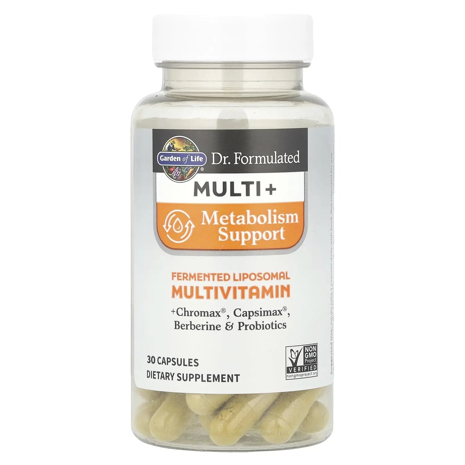 Garden of Life Dr. Formulated Multi+ Metabolism Support - Fermented Liposomal Multivitamin + Chromax, Capsimax, Berberine & Probiotics - 30 Capsules - dailyvitalstore