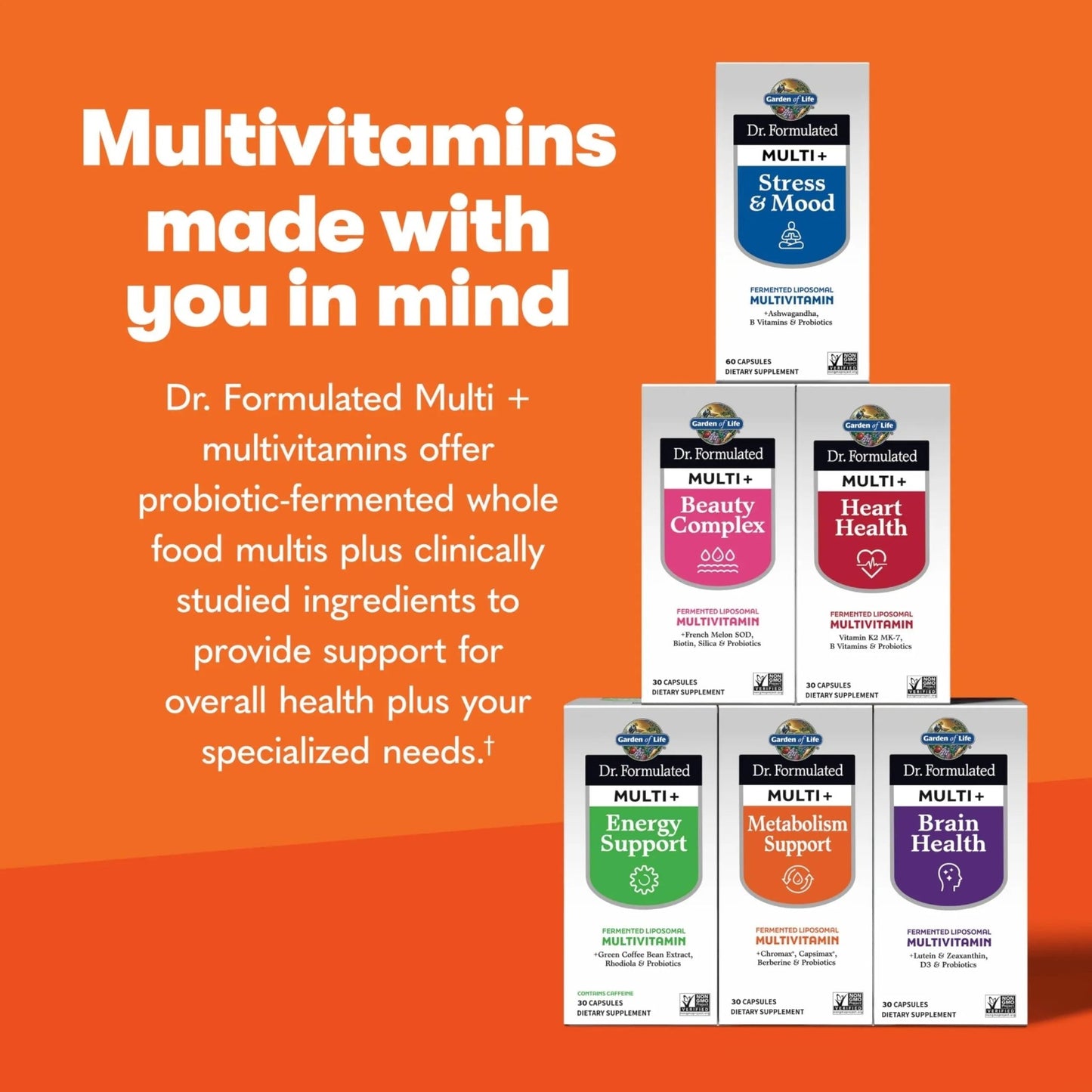 Garden of Life Dr. Formulated Multi+ Metabolism Support - Fermented Liposomal Multivitamin + Chromax, Capsimax, Berberine & Probiotics - 30 Capsules - dailyvitalstore