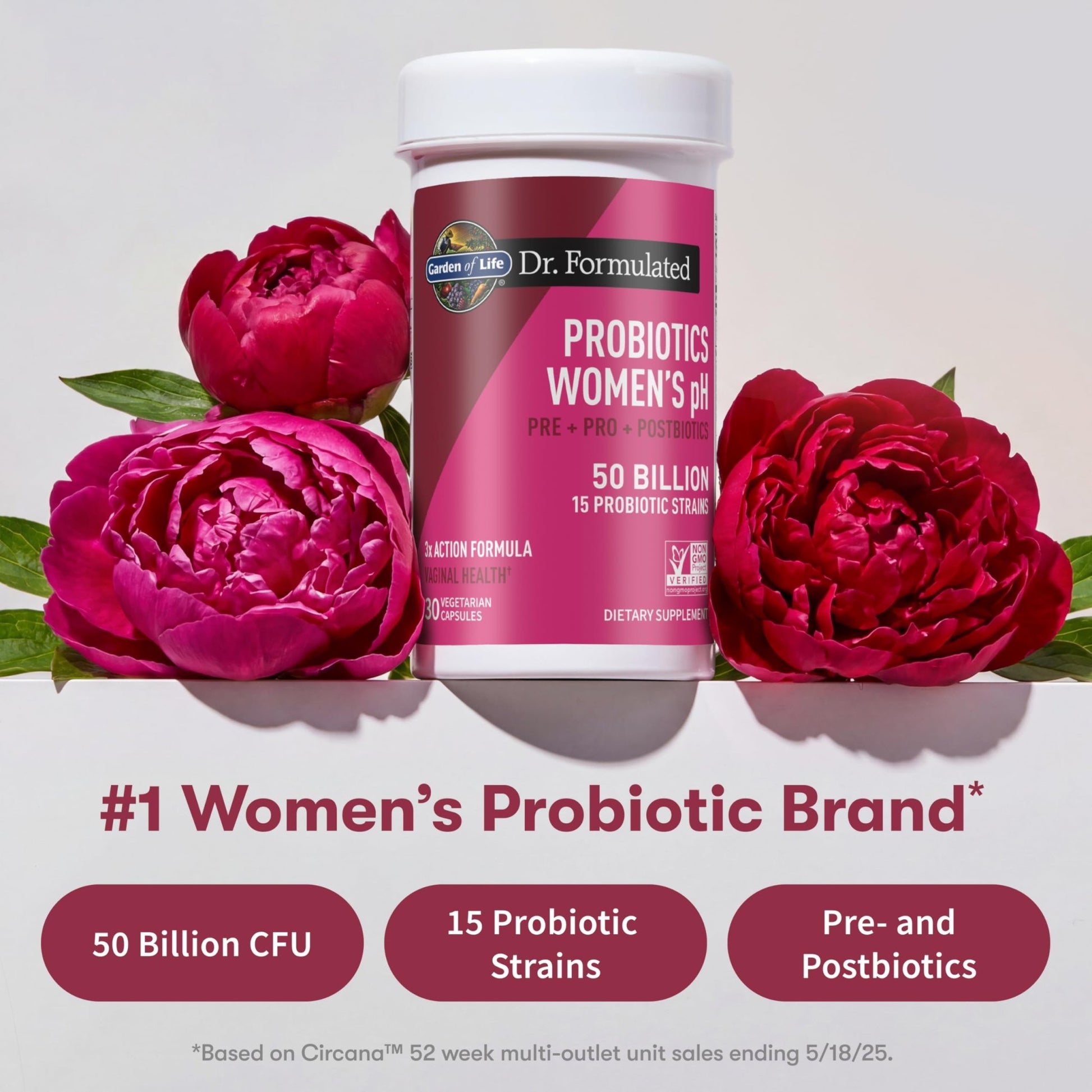 Garden of Life Dr Formulated Once Daily 3-in-1 Complete Prebiotics, Postbiotics & Probiotics for Women, PRE + PRO + POSTBIOTIC Supplement for Women’s Digestive, Immune & Vaginal Health, 30 Day Supply - dailyvitalstore