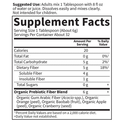 Garden of Life Dr. Formulated Organic Fiber Powder, Unflavored, Prebiotic Superfood Fiber Supplement, Constipation Relief - dailyvitalstore