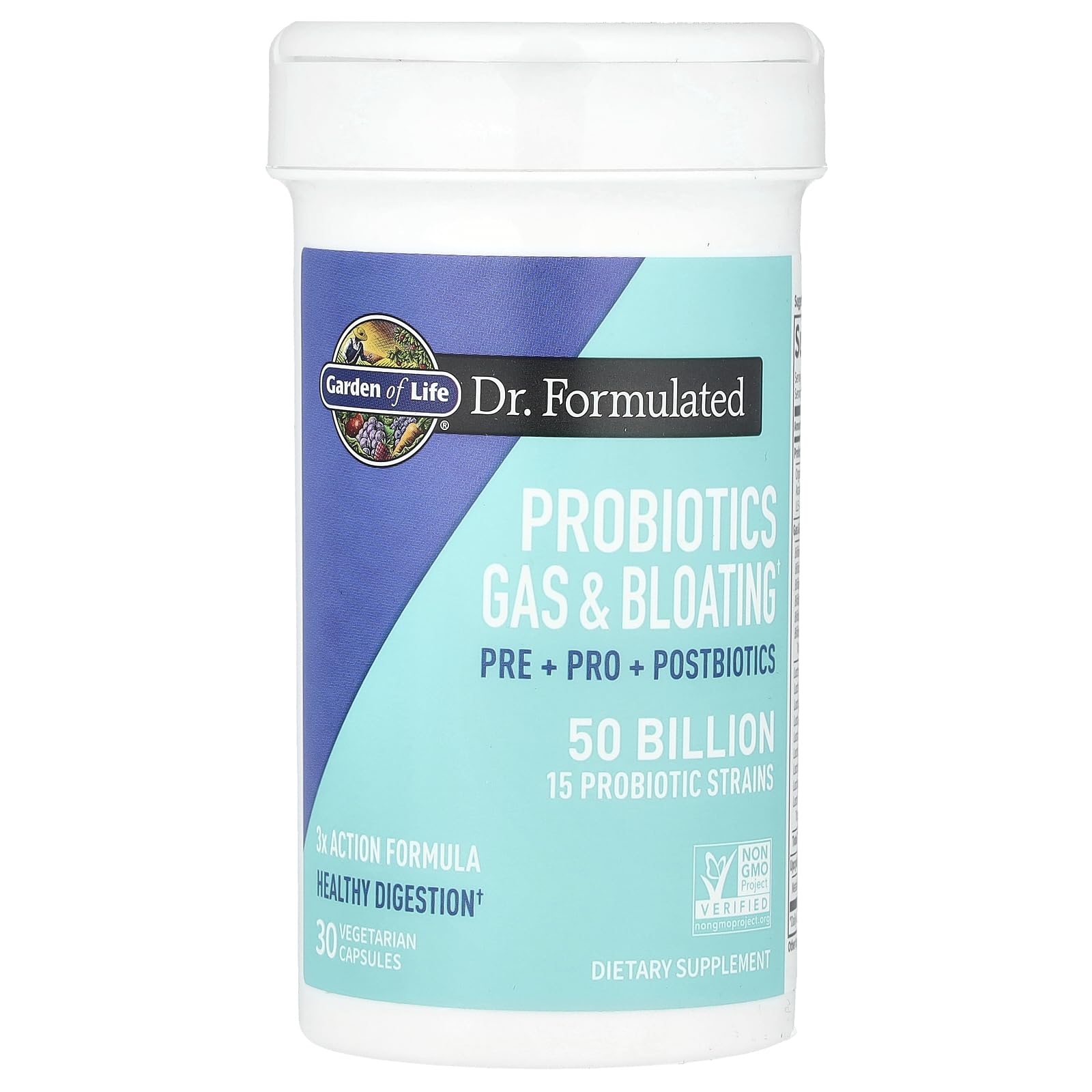 Garden of Life Dr. Formulated Pre, Post & Probiotics Gas & Bloating Once Daily 3-in-1 Complete Prebiotics, Postbiotics & Probiotics – 50 Billion CFU - dailyvitalstore