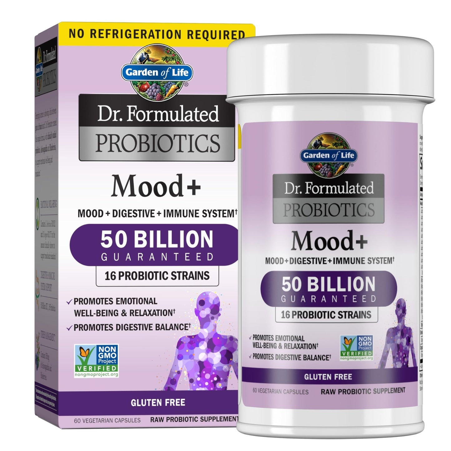 Garden of Life Dr. Formulated Probiotics Mood+ - 50 Billion CFU - Supports Relaxation & Digestive Health - Shelf Stable - 60 Vegetarian Capsules - dailyvitalstore