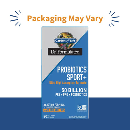 Garden of Life Dr Formulated Sport Probiotics Digestive Supplement, Organic Prebiotics for Women & Men Athletes, Clinically Studied Turmeric Curcumin - dailyvitalstore