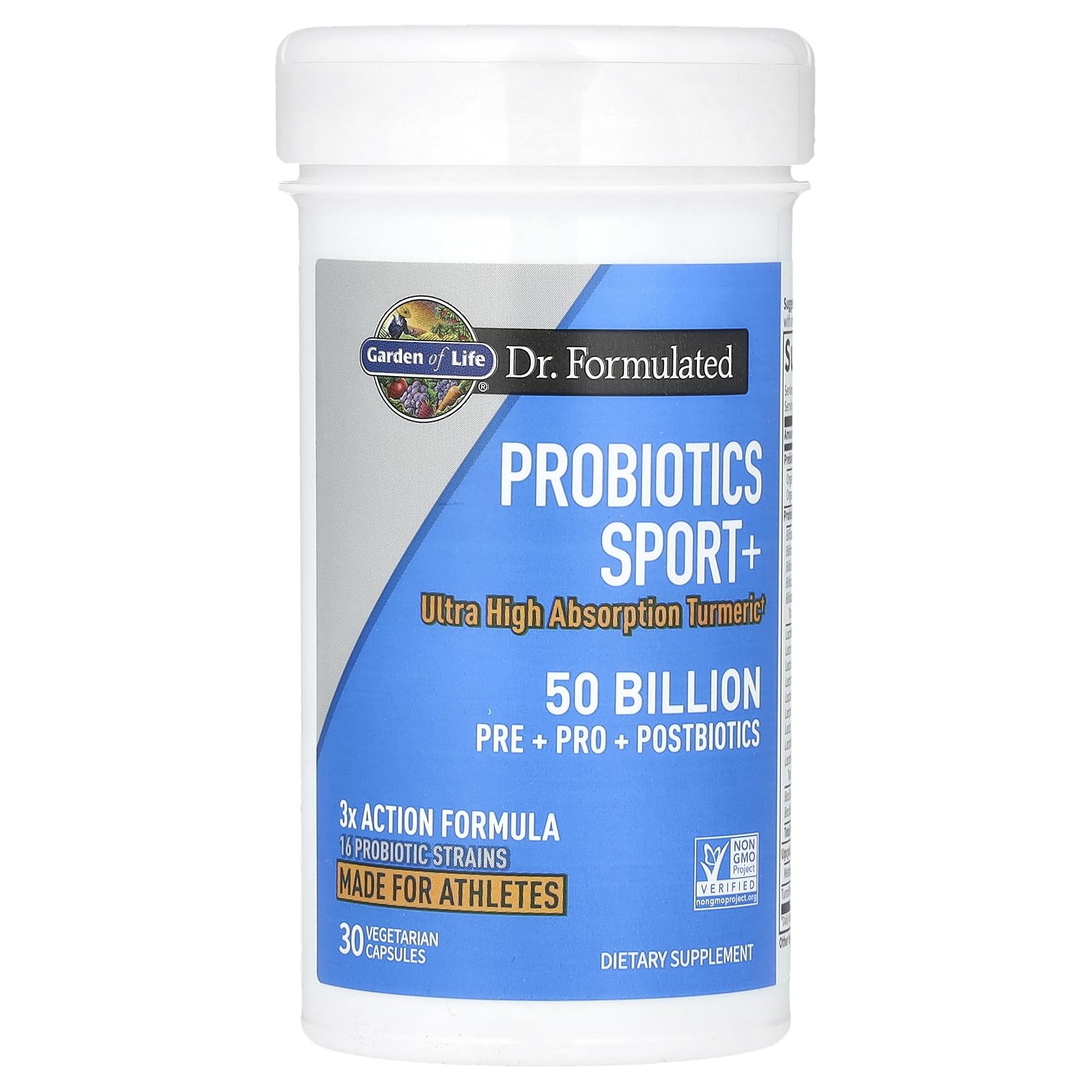 Garden of Life Dr Formulated Sport Probiotics Digestive Supplement, Organic Prebiotics for Women & Men Athletes, Clinically Studied Turmeric Curcumin - dailyvitalstore