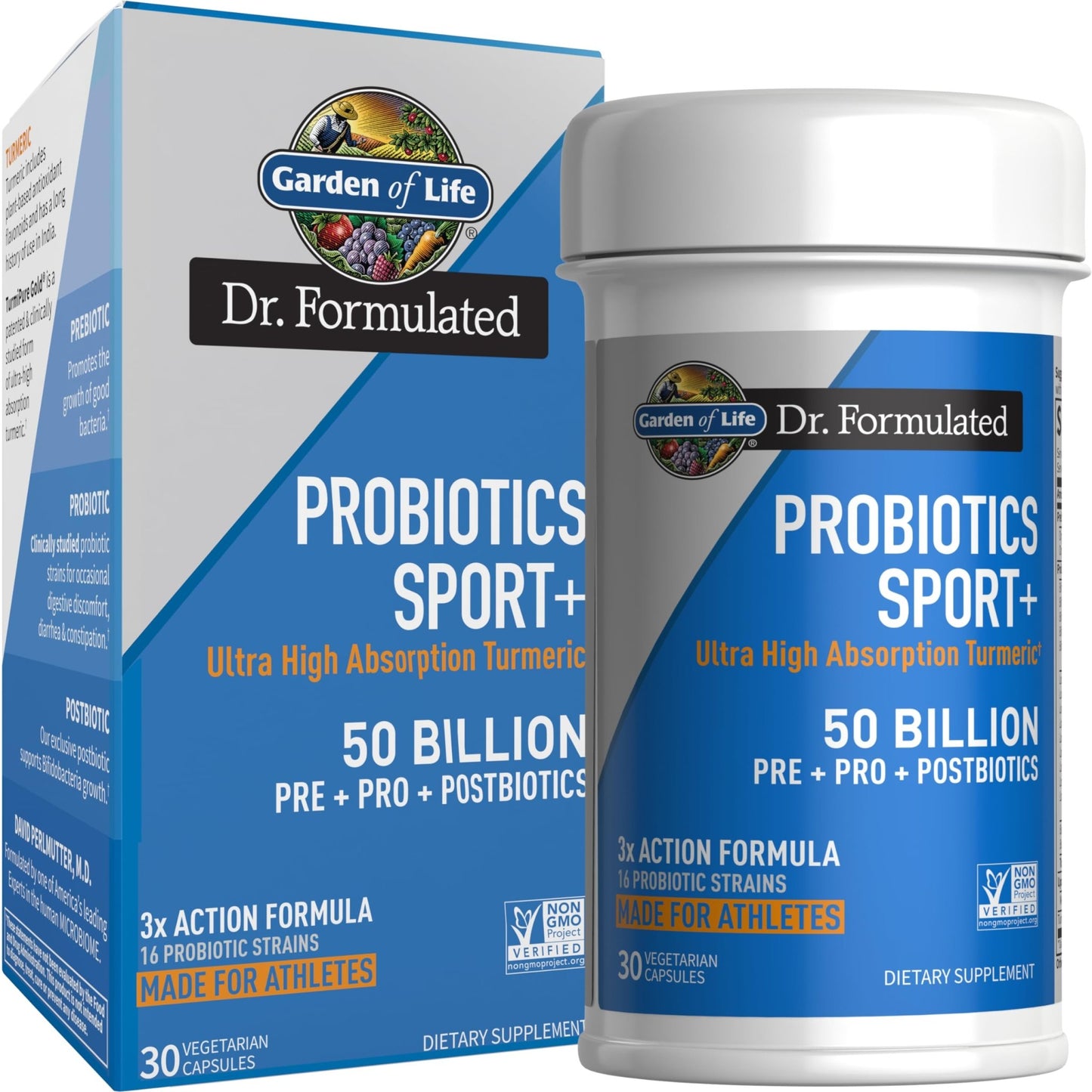 Garden of Life Dr Formulated Sport Probiotics Digestive Supplement, Organic Prebiotics for Women & Men Athletes, Clinically Studied Turmeric Curcumin - dailyvitalstore