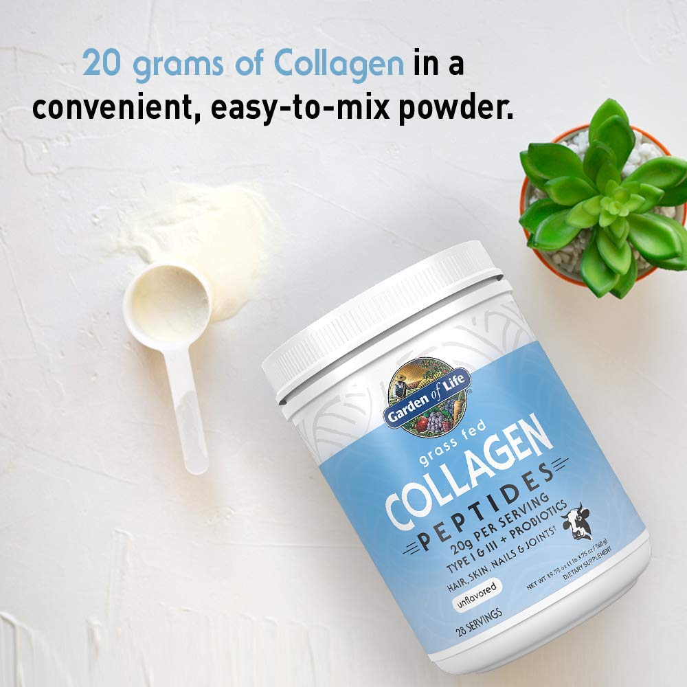 Garden of Life Grass Fed Collagen Peptides Powder Unflavored Collagen Powder for Hair Skin Nails Joints, Hydrolyzed Collagen Protein Supplements - dailyvitalstore