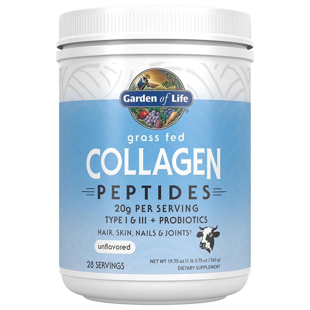 Garden of Life Grass Fed Collagen Peptides Powder Unflavored Collagen Powder for Hair Skin Nails Joints, Hydrolyzed Collagen Protein Supplements - dailyvitalstore