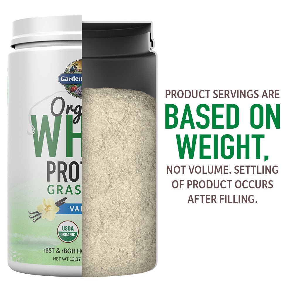 Garden of Life Grass Fed Whey Protein Powder Vanilla - 21g Protein for Women & Men + Probiotics - 12 Servings - Gluten Free, Non GMO, Kosher, Humane, RBST & rBGH Hormone Free - dailyvitalstore