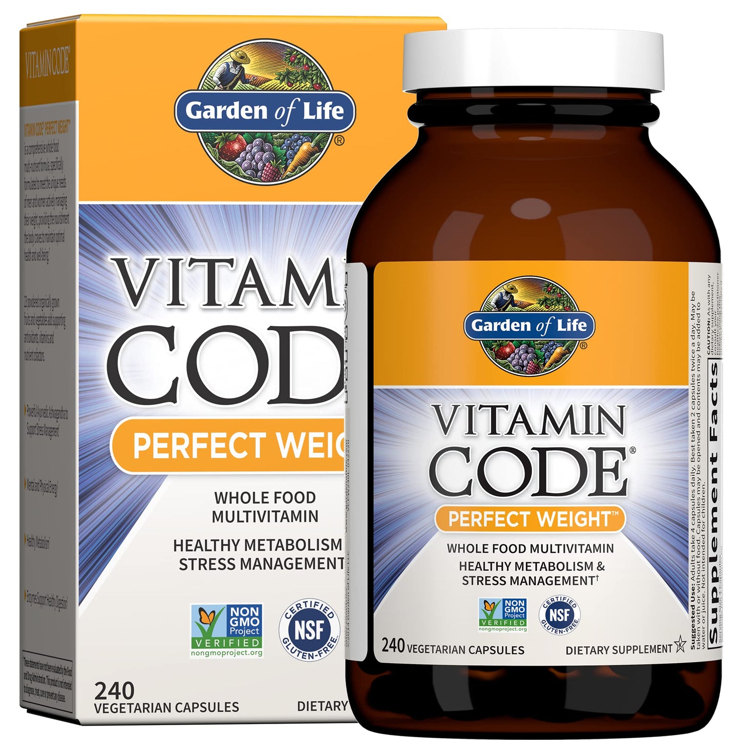 Garden of Life Multivitamin Code Perfect Weight Loss for Women and Men, Healthy Active Metabolism, Stress Management, Ashwagandha, Green Tea and Enzymes, 240 Count - dailyvitalstore