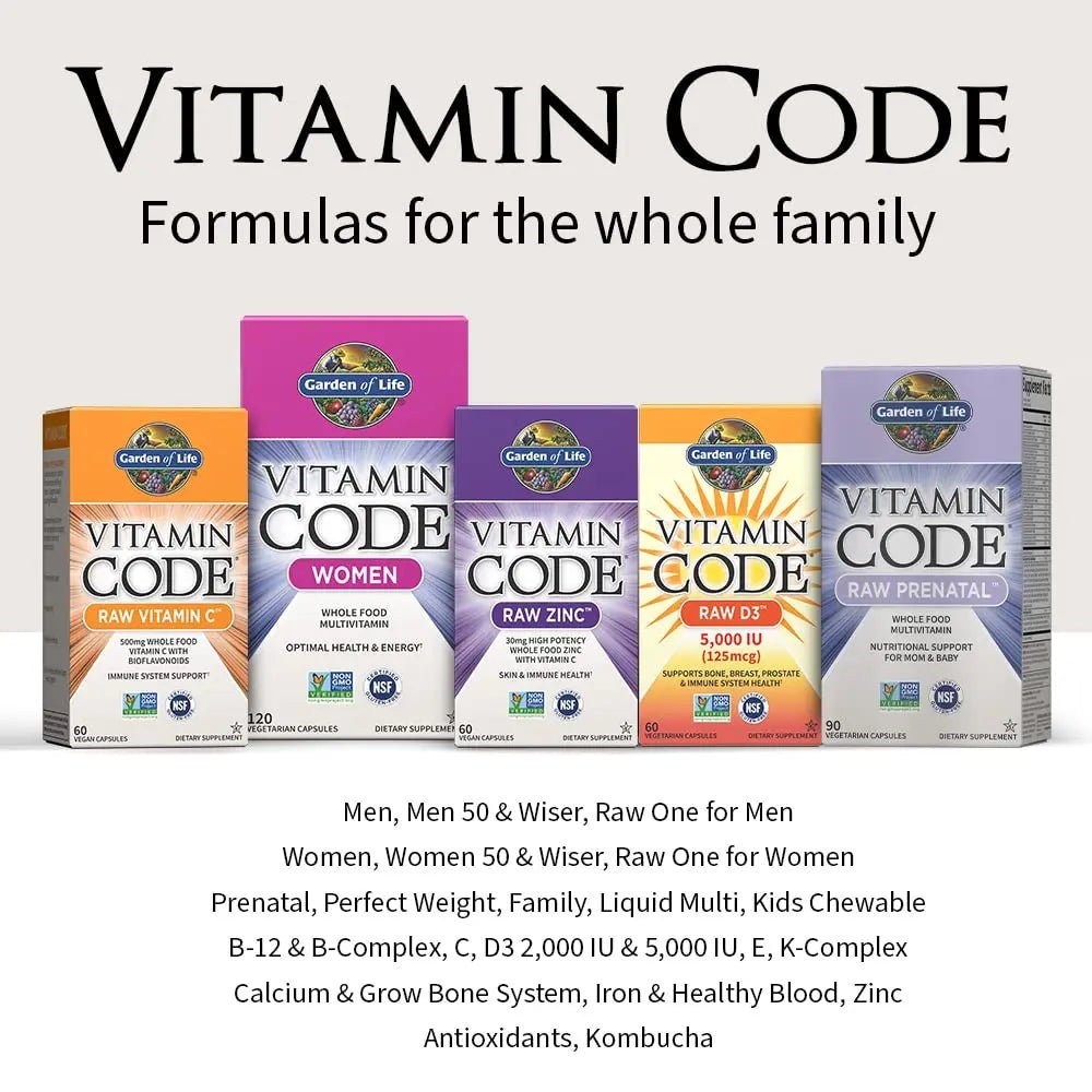 Garden of Life Multivitamin for Women, Men & Kids Age 6 and up, Vitamin Code Family Multi - 120 Vegetarian Capsules, Whole Food Vitamins - dailyvitalstore