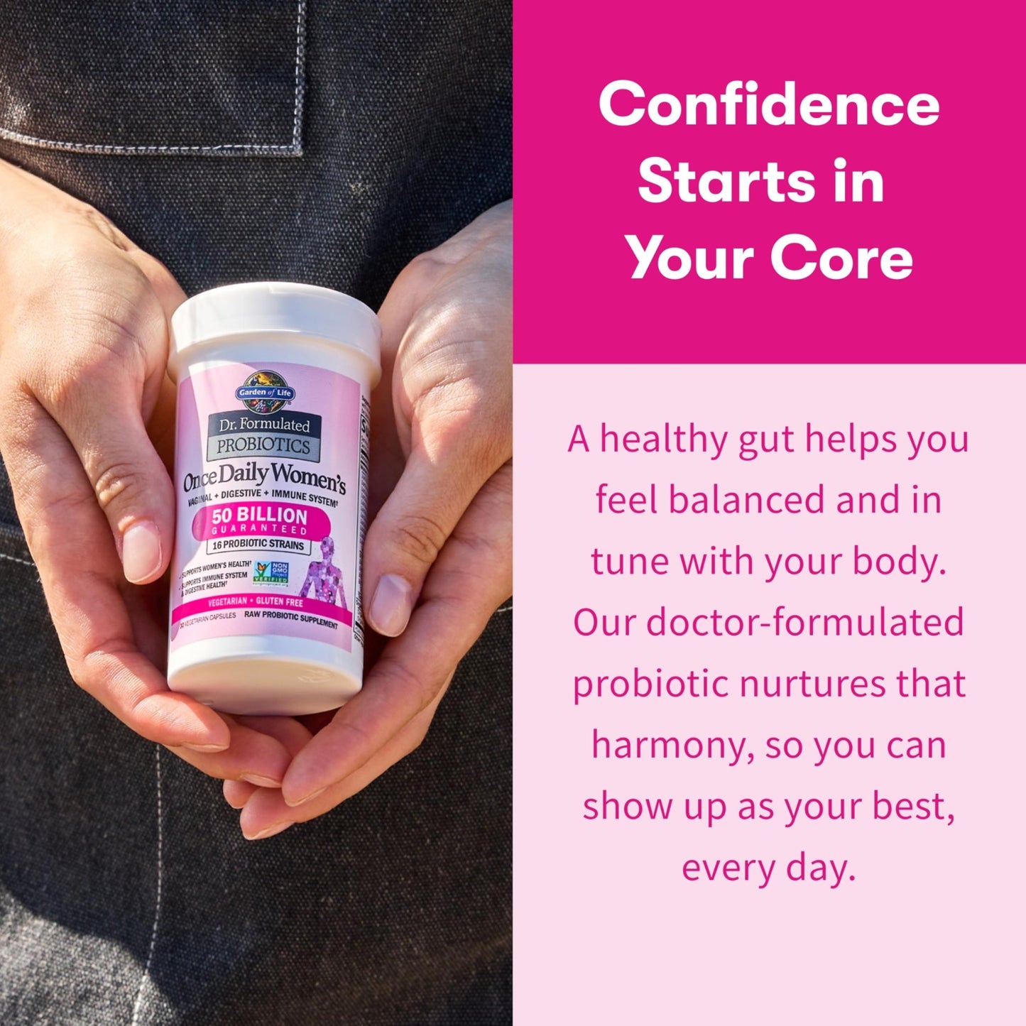 Garden of Life Once Daily Dr. Formulated Probiotics for Women 50 Billion CFU 16 Probiotic Strains with Organic Prebiotics for Digestive, Vaginal & Immune Health, Dairy Free, Shelf Stable 30 Capsules - dailyvitalstore