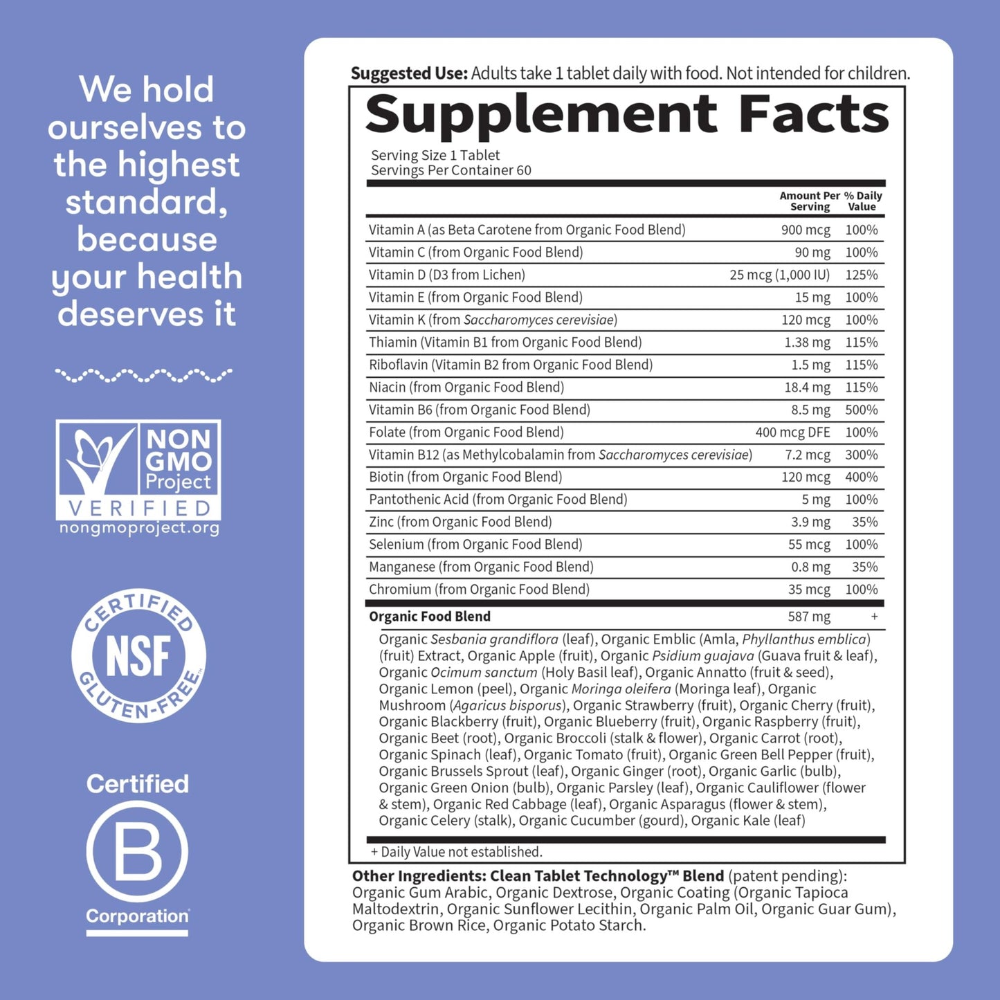 Garden of Life Once Daily Whole Food Multivitamin for Men, Organic Mens Vitamins & Minerals, Vitamin C, Zinc, Vegan, for Health & Well-Being, 60 Tablets - dailyvitalstore
