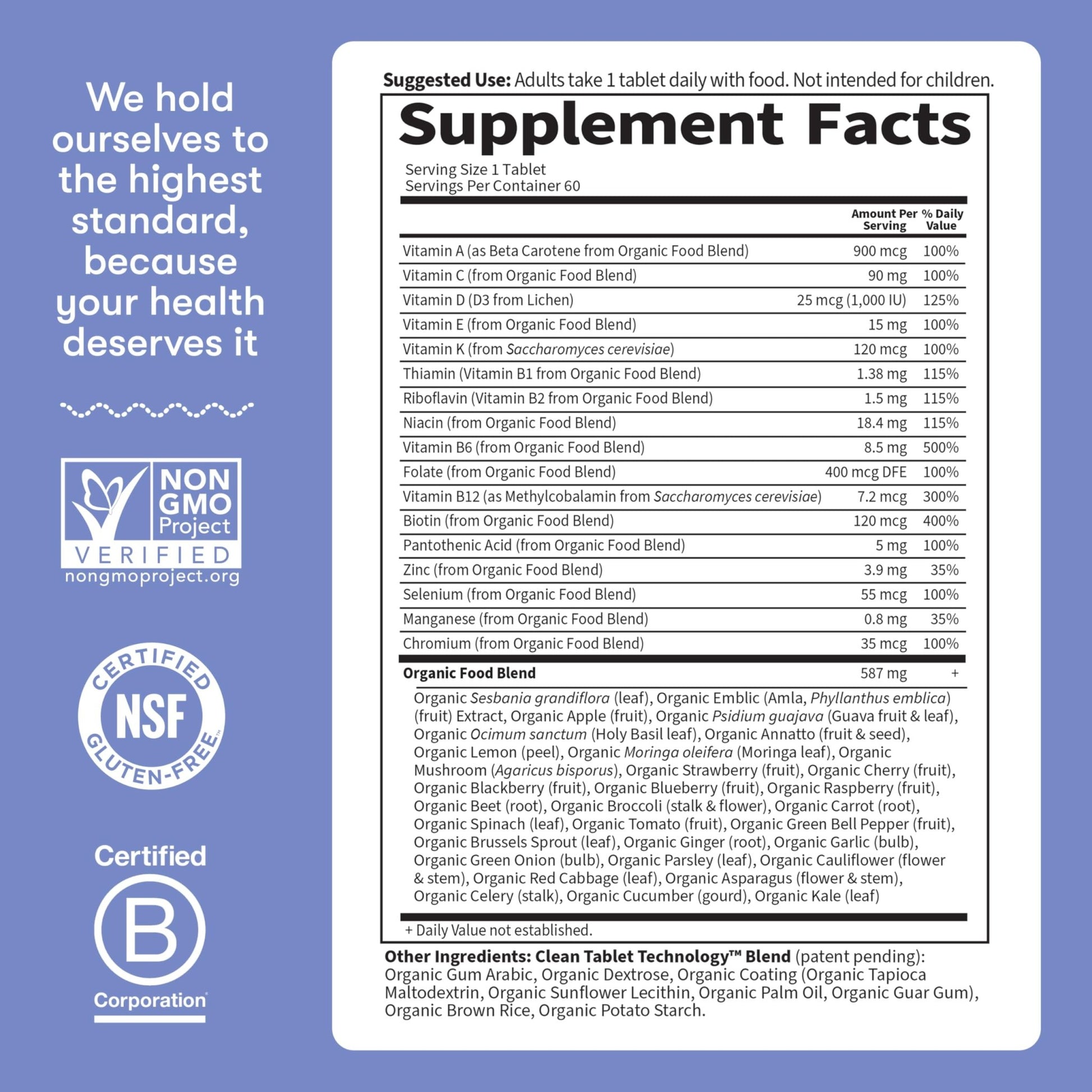 Garden of Life Once Daily Whole Food Multivitamin for Men, Organic Mens Vitamins & Minerals, Vitamin C, Zinc, Vegan, for Health & Well-Being, 60 Tablets - dailyvitalstore