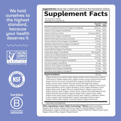 Garden of Life Once Daily Whole Food Multivitamin for Men, Organic Mens Vitamins & Minerals, Vitamin C, Zinc, Vegan, for Health & Well-Being, 60 Tablets - dailyvitalstore