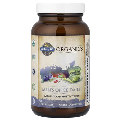 Garden of Life Once Daily Whole Food Multivitamin for Men, Organic Mens Vitamins & Minerals, Vitamin C, Zinc, Vegan, for Health & Well-Being, 60 Tablets - dailyvitalstore