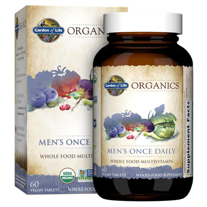 Garden of Life Once Daily Whole Food Multivitamin for Men, Organic Mens Vitamins & Minerals, Vitamin C, Zinc, Vegan, for Health & Well-Being, 60 Tablets - dailyvitalstore