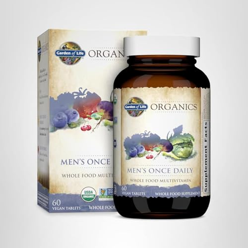 Garden of Life Once Daily Whole Food Multivitamin for Men, Organic Mens Vitamins & Minerals, Vitamin C, Zinc, Vegan, for Health & Well-Being, 60 Tablets - dailyvitalstore