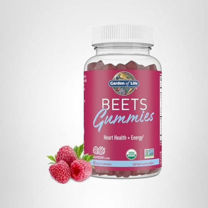 Garden of Life Organic Beet Root Gummies Made from Pectin with Antioxidants, Vitamin C, Vitamin D & B12 for Heart Health & Energy – BEETS Gummies – Vegan, Gluten Free, Non GMO, Raspberry, 30 Servings - dailyvitalstore