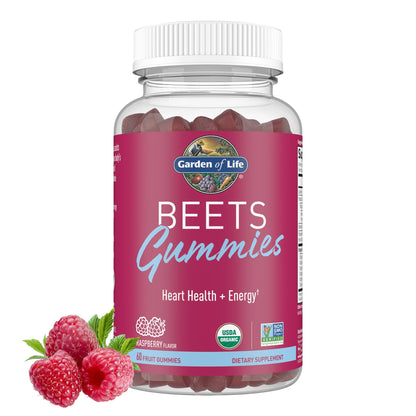 Garden of Life Organic Beet Root Gummies Made from Pectin with Antioxidants, Vitamin C, Vitamin D & B12 for Heart Health & Energy – BEETS Gummies – Vegan, Gluten Free, Non GMO, Raspberry, 30 Servings - dailyvitalstore