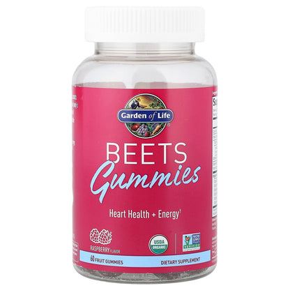 Garden of Life Organic Beet Root Gummies Made from Pectin with Antioxidants, Vitamin C, Vitamin D & B12 for Heart Health & Energy – BEETS Gummies – Vegan, Gluten Free, Non GMO, Raspberry, 30 Servings - dailyvitalstore