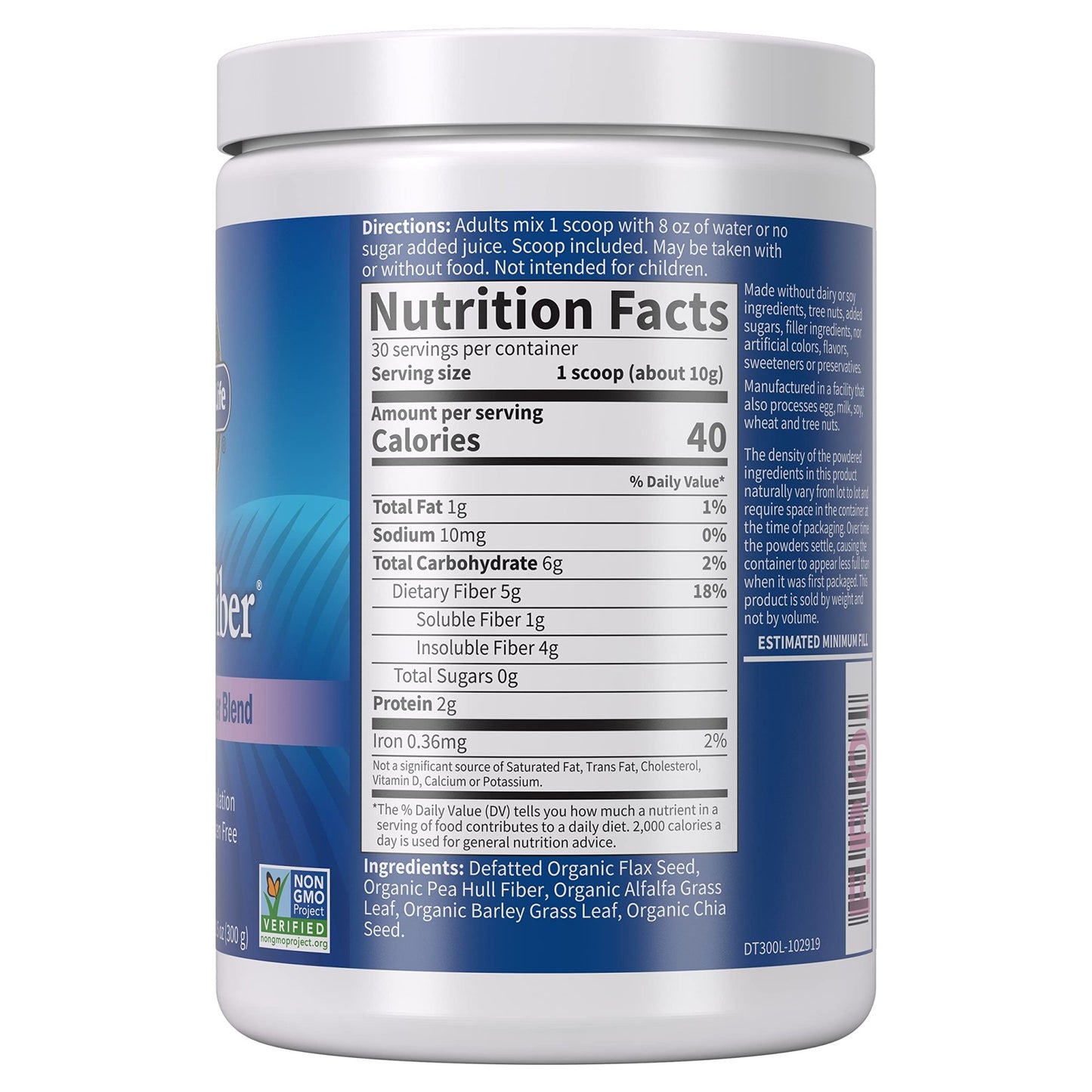 Garden of Life Organic Unflavored Fiber Powder Detox Blend with Chia, Alfalfa & Barley for Herbal Cleanse, Gut Health Support - Detoxifiber - Non-GMO, - dailyvitalstore