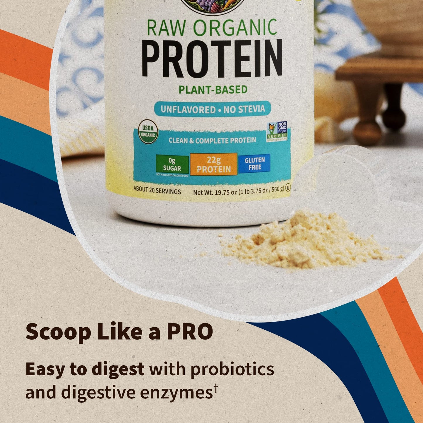 Garden of Life Organic Vegan Protein Powder, Plant Based & BCAAs, Organic Protein Powder with Probiotics & Enzymes, - dailyvitalstore
