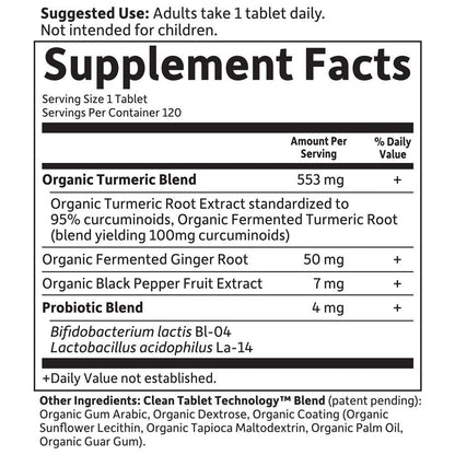 Garden of Life Organics Extra Strength Turmeric Inflammatory Response 120 Tablets-100Mg Curcumin (95% Curcuminoids) Black Pepper, Probiotics, Organic Non-GMO Vegan Gluten Free Herbal Supplement - dailyvitalstore