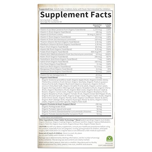 Garden of Life Organics Men's 40+ Multivitamin with Prostate Support, B12 & Vitamins – Vegan Daily Whole Food Multivitamin, Non-GMO, Certified Organic, 120 Tablets - dailyvitalstore