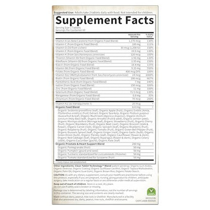 Garden of Life Organics Men's 40+ Multivitamin with Prostate Support, B12 & Vitamins – Vegan Daily Whole Food Multivitamin, Non-GMO, Certified Organic, 120 Tablets - dailyvitalstore