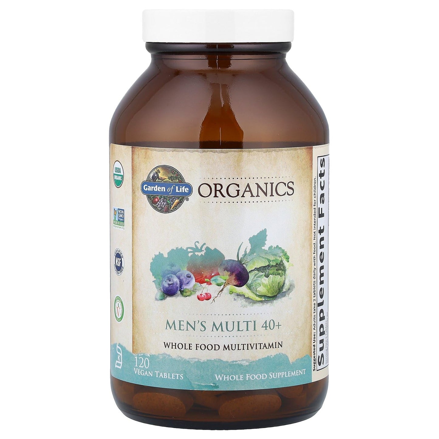 Garden of Life Organics Men's 40+ Multivitamin with Prostate Support, B12 & Vitamins – Vegan Daily Whole Food Multivitamin, Non-GMO, Certified Organic, 120 Tablets - dailyvitalstore