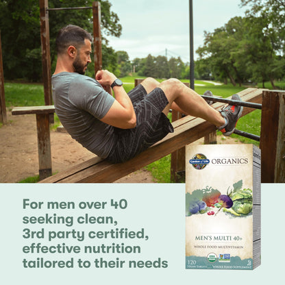 Garden of Life Organics Men's 40+ Multivitamin with Prostate Support, B12 & Vitamins – Vegan Daily Whole Food Multivitamin, Non-GMO, Certified Organic, 120 Tablets - dailyvitalstore