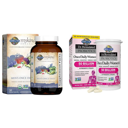 Garden of Life Organics Multivitamin for Men & Dr. Formulated Women's Probiotics Once Daily, 16 Strains, 50 Billion, 30 Capsules - dailyvitalstore