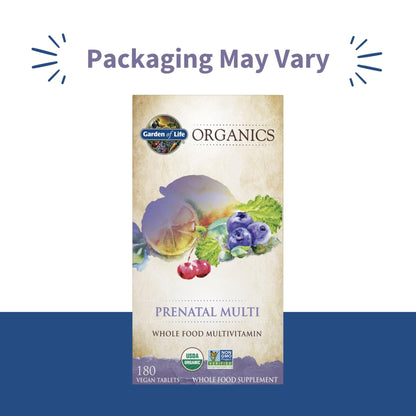 Garden of Life Organics Prenatal Multivitamin with Folate, B6, B12, D3 & Iron – Prenatal Vitamins for Women with Energy Metabolism Support for Healthy - dailyvitalstore