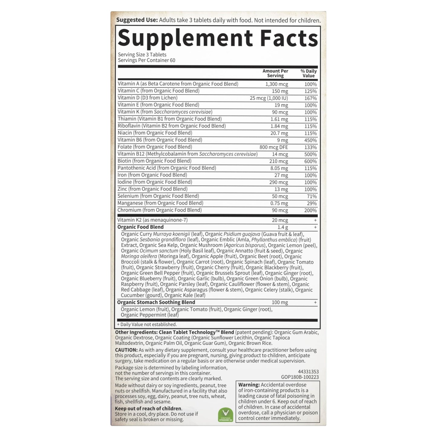 Garden of Life Organics Prenatal Multivitamin with Folate, B6, B12, D3 & Iron – Prenatal Vitamins for Women with Energy Metabolism Support for Healthy - dailyvitalstore