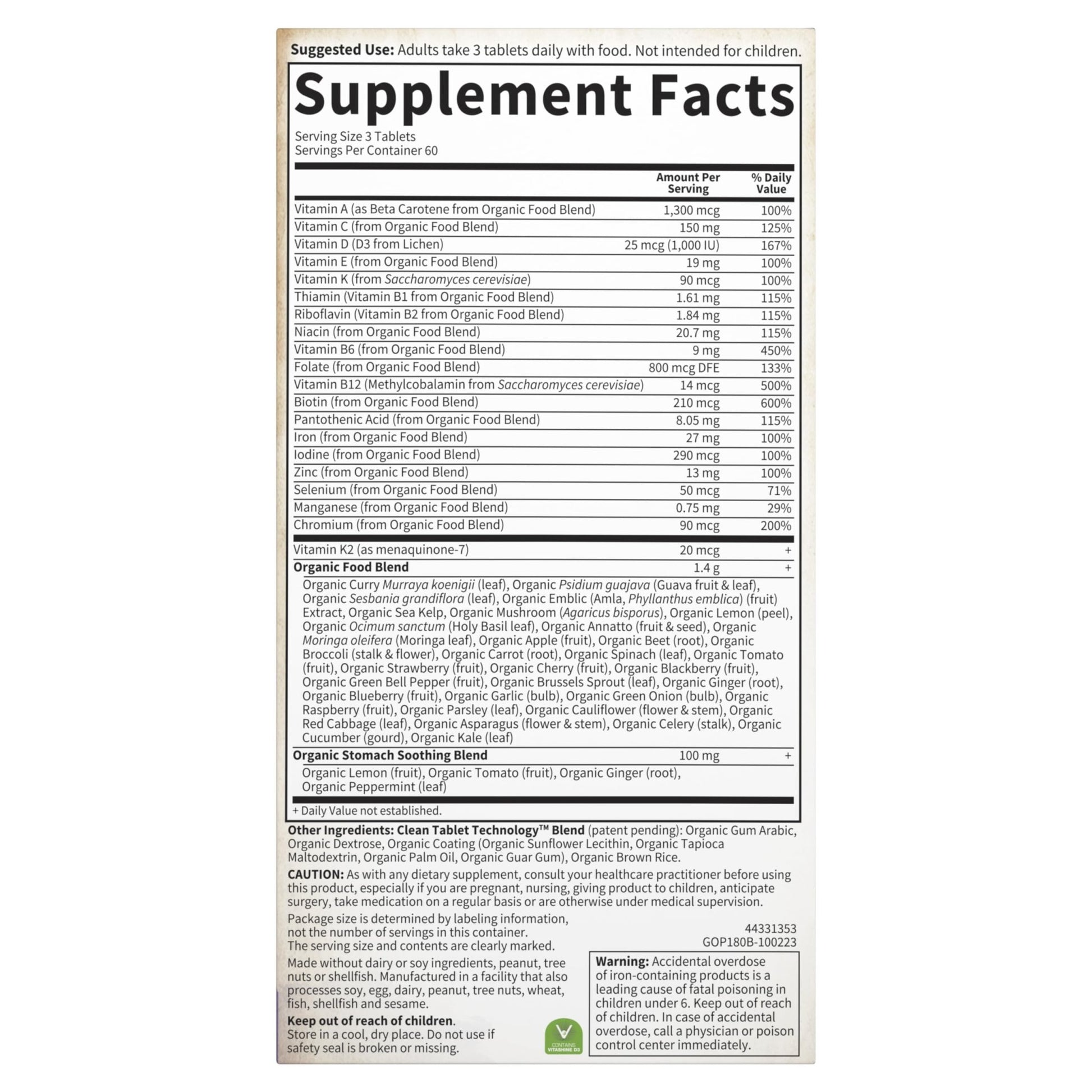 Garden of Life Organics Prenatal Multivitamin with Folate, B6, B12, D3 & Iron – Prenatal Vitamins for Women with Energy Metabolism Support for Healthy - dailyvitalstore