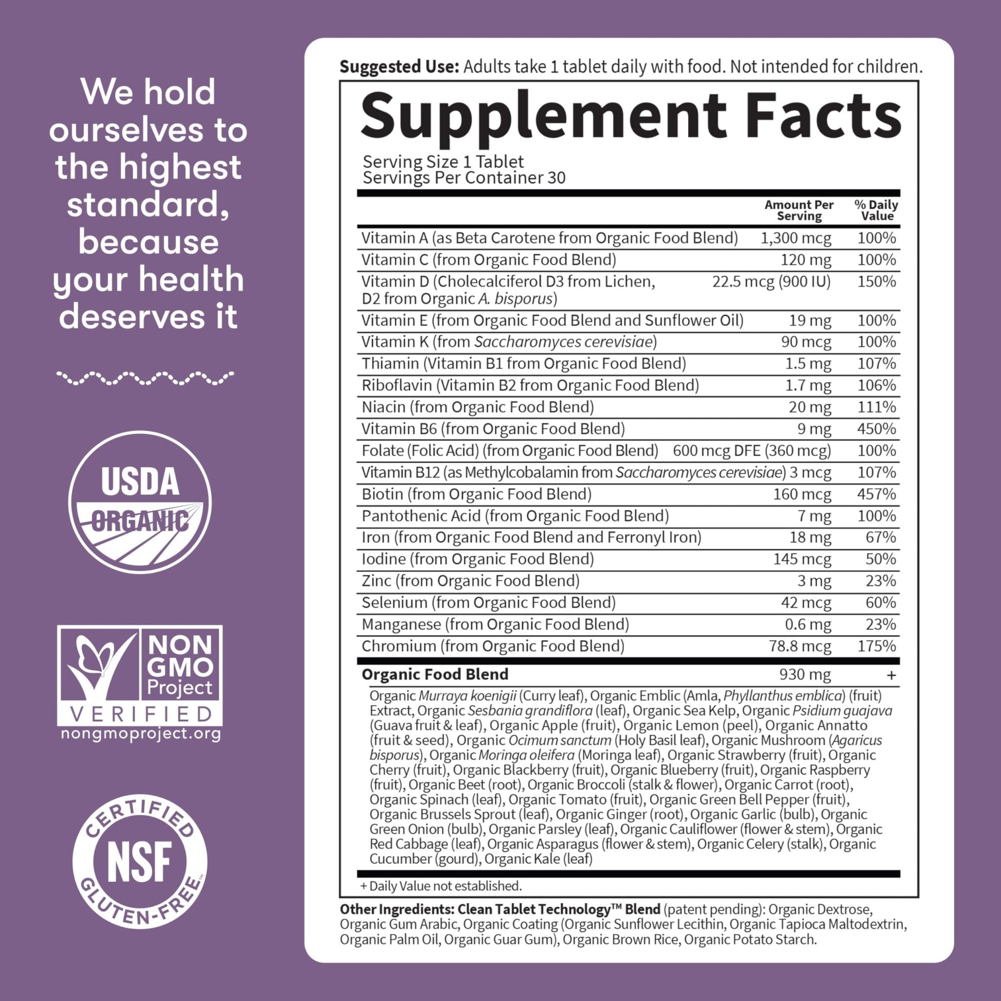 Garden of Life Organics Prenatal Vitamin: Folate for Energy & Healthy Fetal Development, Non-constipating Iron, Vitamin C, B6, B12, D3 – Organic, Non-GMO, Gluten-Free, Vegan, 30 Day Supply - dailyvitalstore