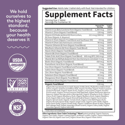 Garden of Life Organics Prenatal Vitamin: Folate for Energy & Healthy Fetal Development, Non-constipating Iron, Vitamin C, B6, B12, D3 – Organic, Non-GMO, Gluten-Free, Vegan, 30 Day Supply - dailyvitalstore