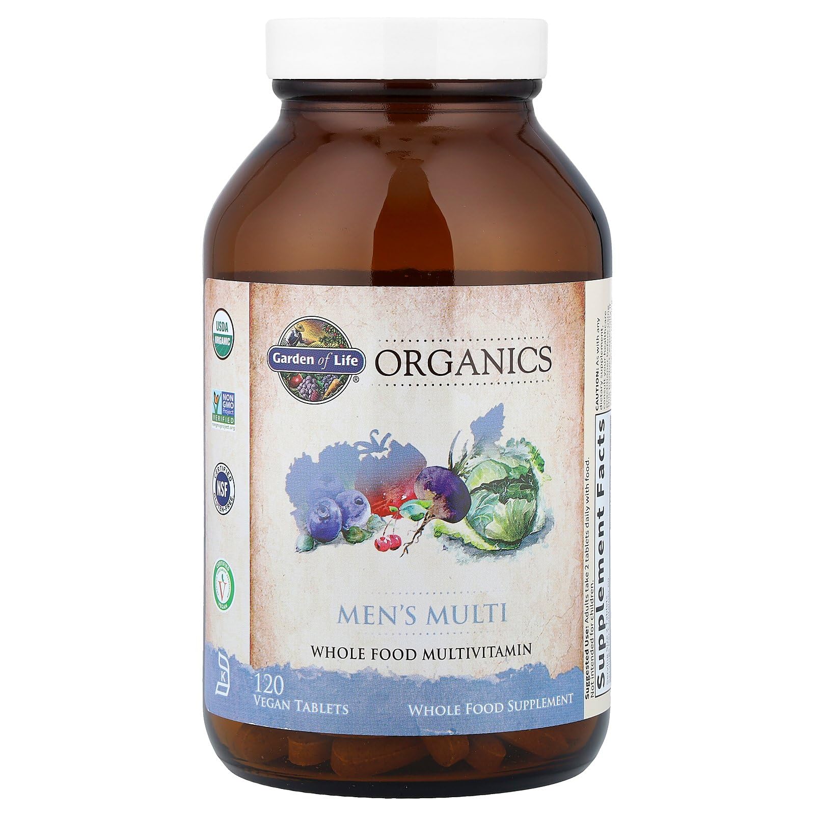 Garden of Life Organics Whole Food Multivitamin for Men, 120 Tablets, Vegan Mens Vitamins and Minerals for Health and Well-Being, Certified Organic Vegan Multi - dailyvitalstore