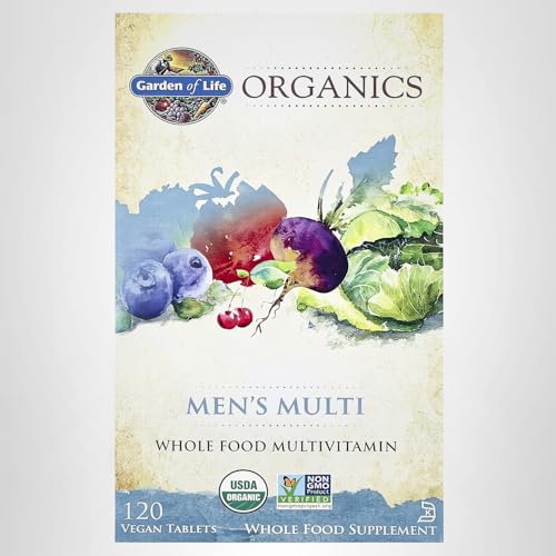 Garden of Life Organics Whole Food Multivitamin for Men, 120 Tablets, Vegan Mens Vitamins and Minerals for Health and Well-Being, Certified Organic Vegan Multi - dailyvitalstore