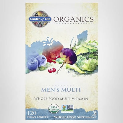 Garden of Life Organics Whole Food Multivitamin for Men, 120 Tablets, Vegan Mens Vitamins and Minerals for Health and Well-Being, Certified Organic Vegan Multi - dailyvitalstore