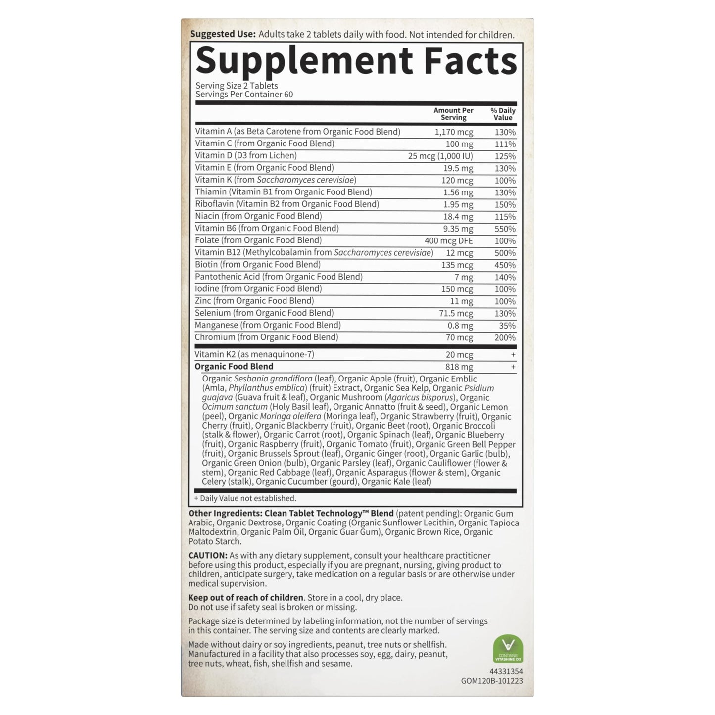 Garden of Life Organics Whole Food Multivitamin for Men, 120 Tablets, Vegan Mens Vitamins and Minerals for Health and Well-Being, Certified Organic Vegan Multi - dailyvitalstore