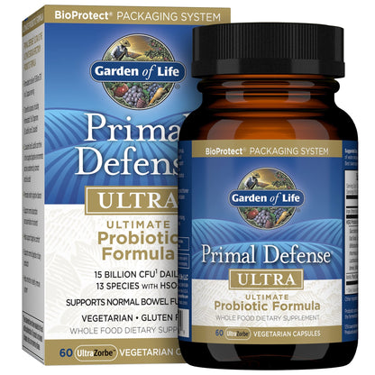 Garden of Life Probiotics for Digestive Health and Gut Health Balance, Primal Defense Ultra Ultimate Formula, 15 Billion CFU and 13 Strains Plus HSOs, - dailyvitalstore