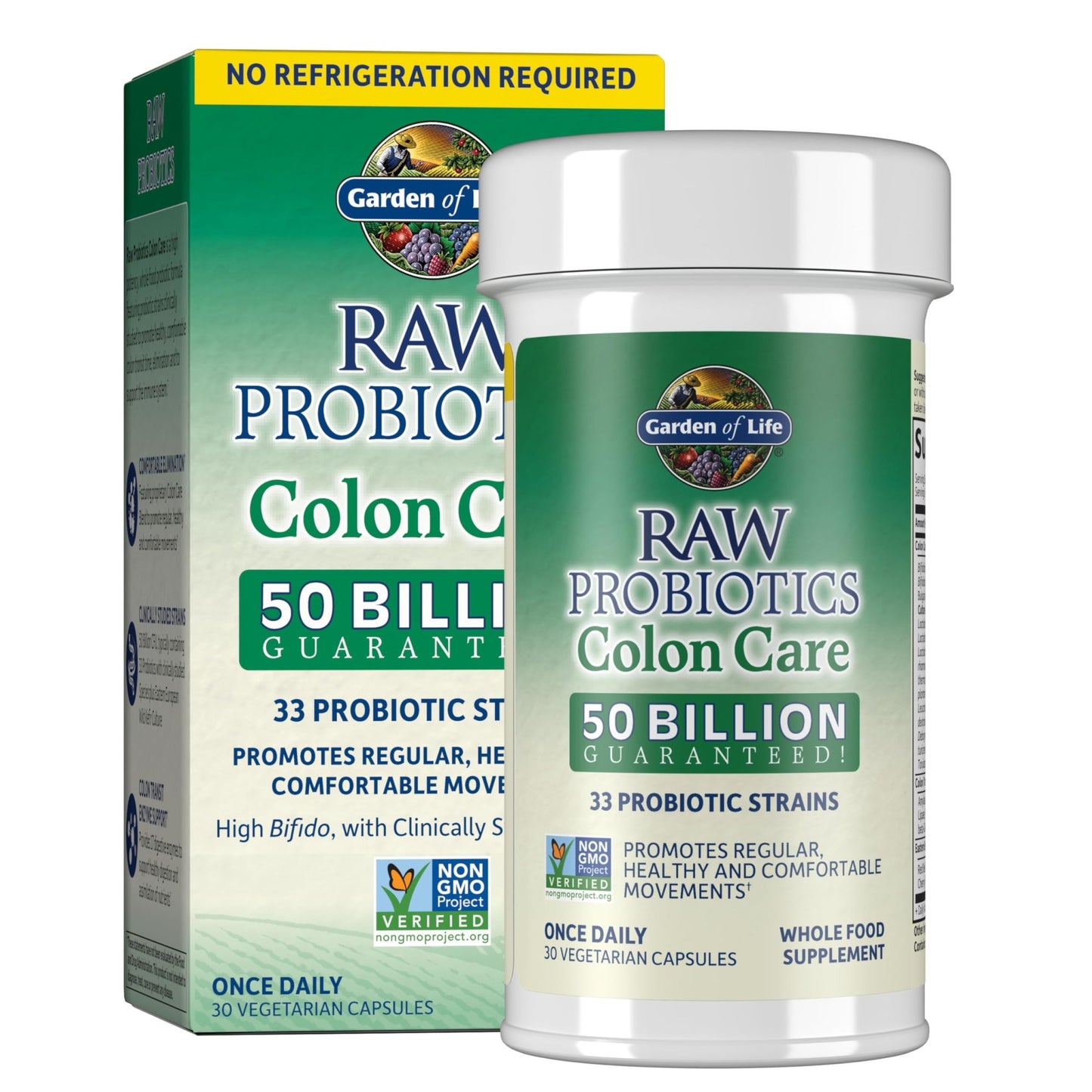 Garden of Life Probiotics for Women and Men - Raw Probiotics Colon Care 50 Billion CFU and Enzymes, Shelf Stable Once Daily Acidophilus Probiotic for Regularity - dailyvitalstore