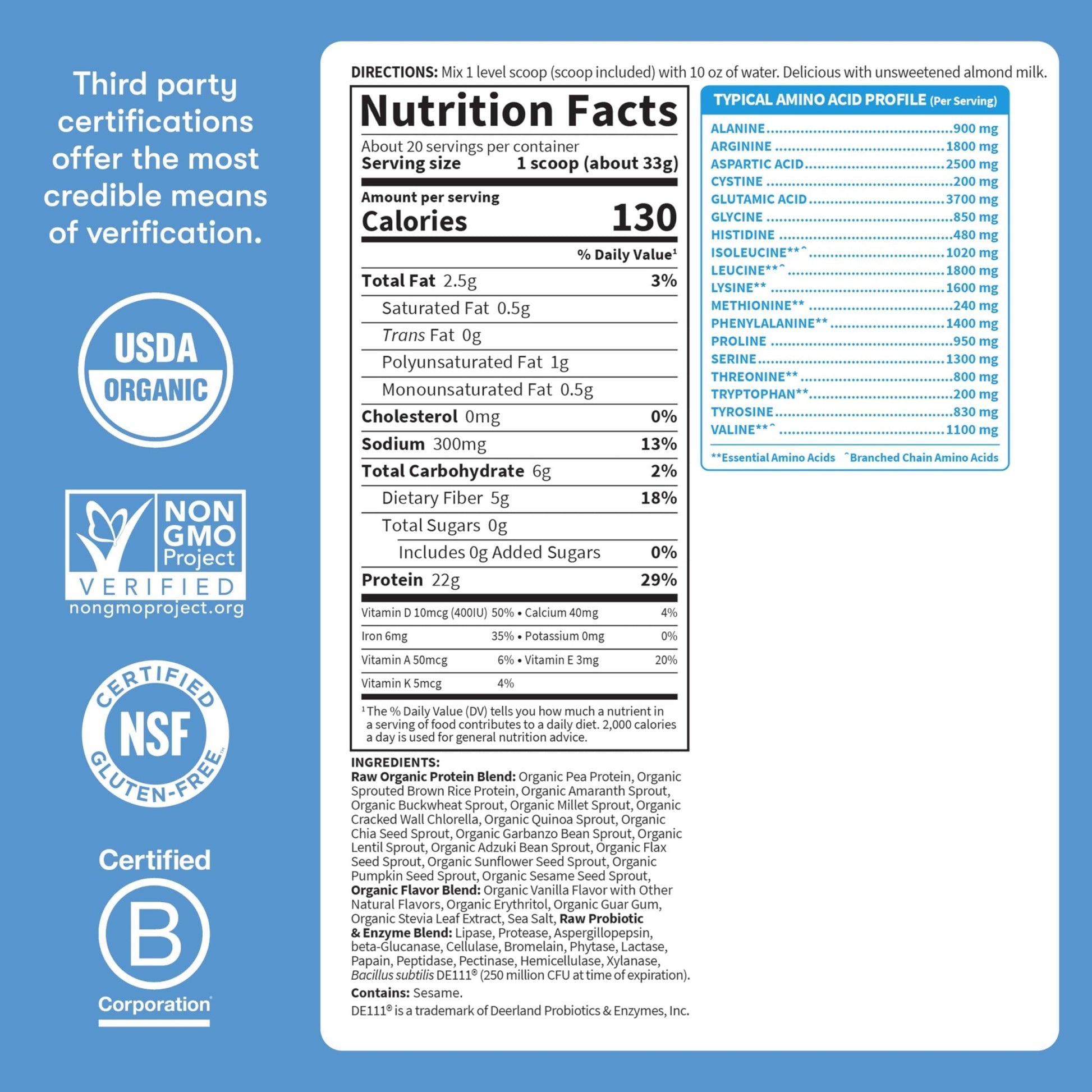 Garden Of Life Protein Powder, Vegan Protein Powder, Bcaa, Probiotics & Digestive Enzymes, Gluten & Lactose Free, Vanilla, 23.28 Ounce - dailyvitalstore